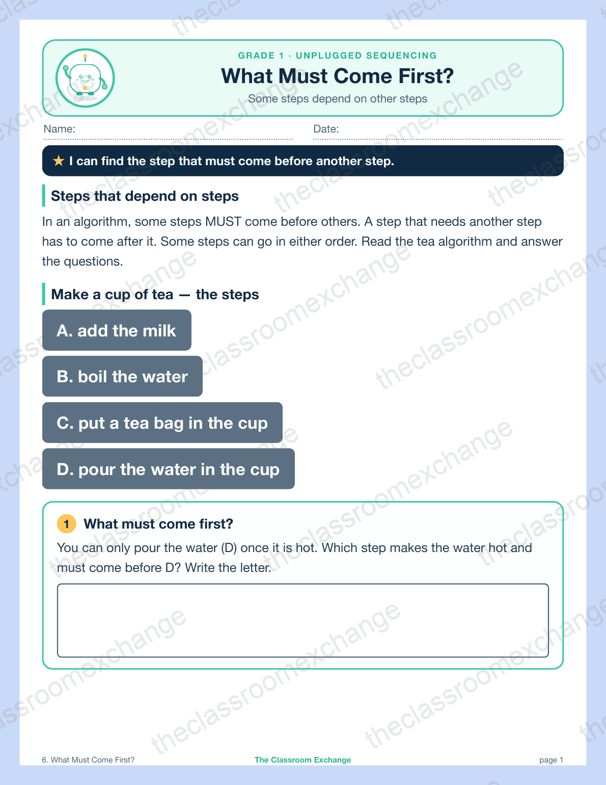 Grade 1 Coding: What Must Come First