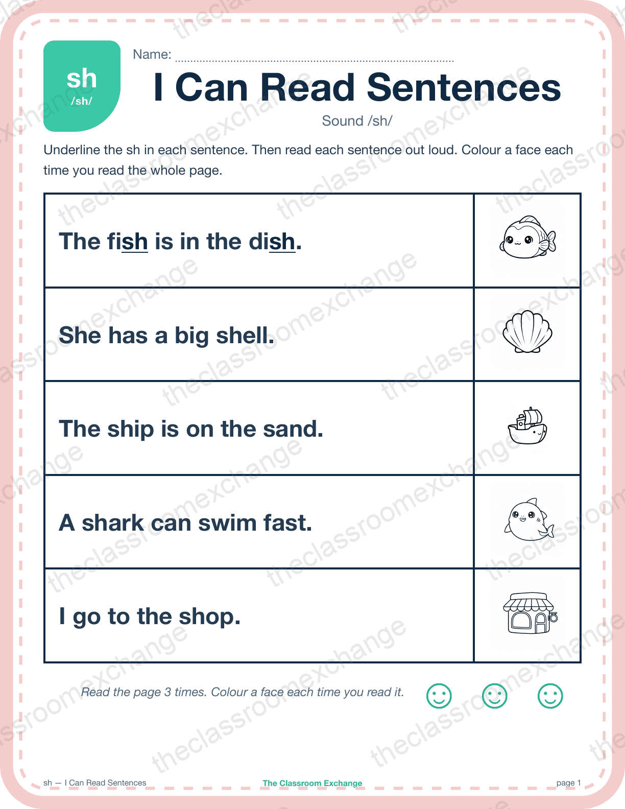 Kindergarten Phonics: sh (sheep) — I Can Read Sentences