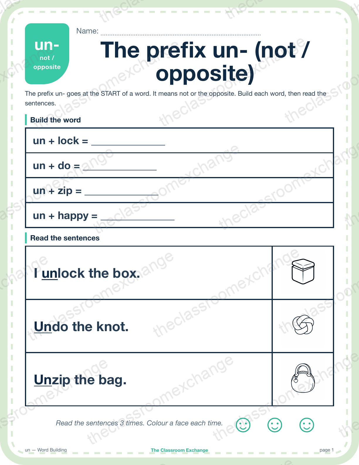 Grade 3 Phonics: The prefix un-