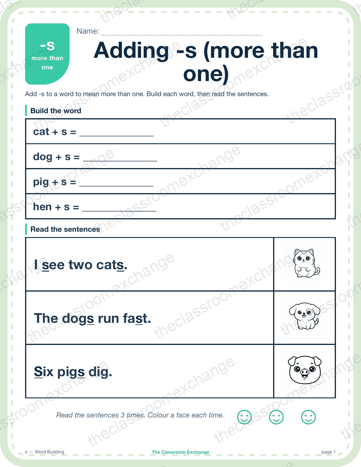 Grade 3 Phonics: Adding -s