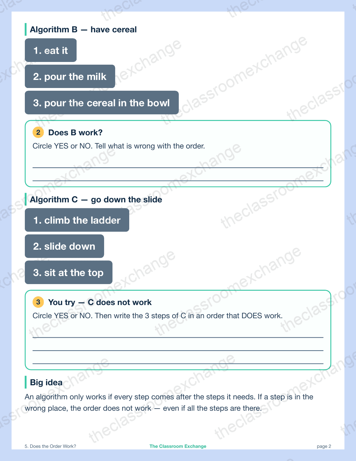 Grade 1 Coding: Does the Order Work alternative view