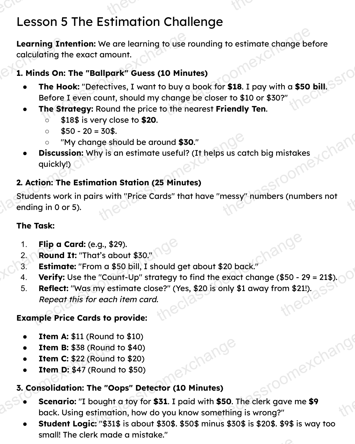 Grade 3 Financial Literacy: The Mega Market alternative view