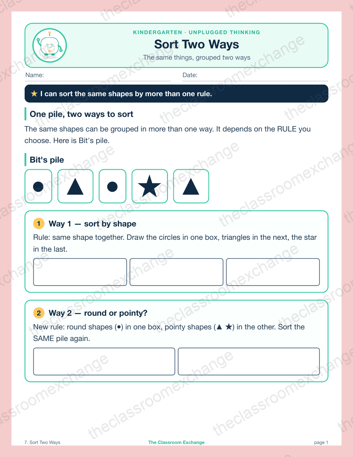 Kindergarten Coding: Sort Two Ways