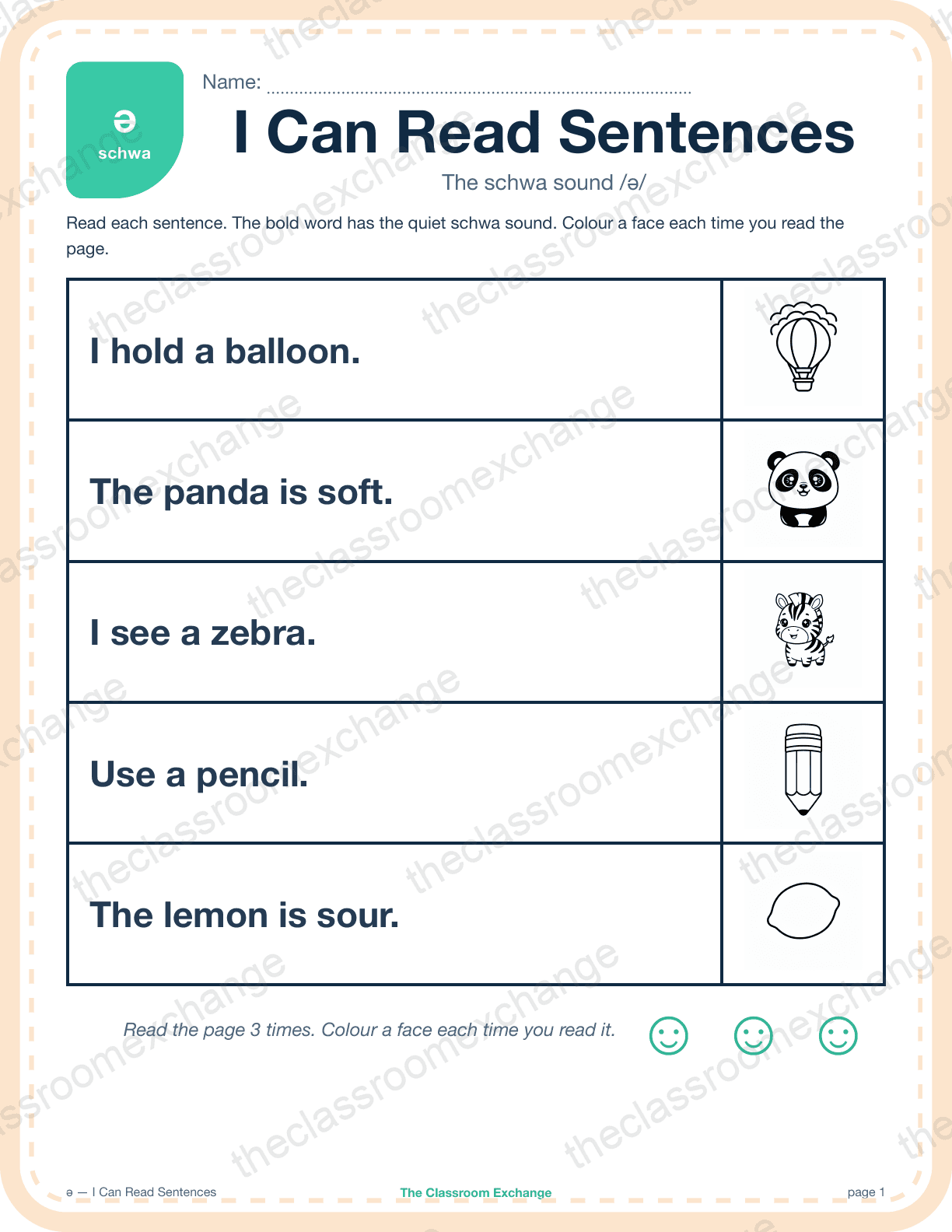 Grade 2 Phonics: schwa (balloon) — I Can Read Sentences