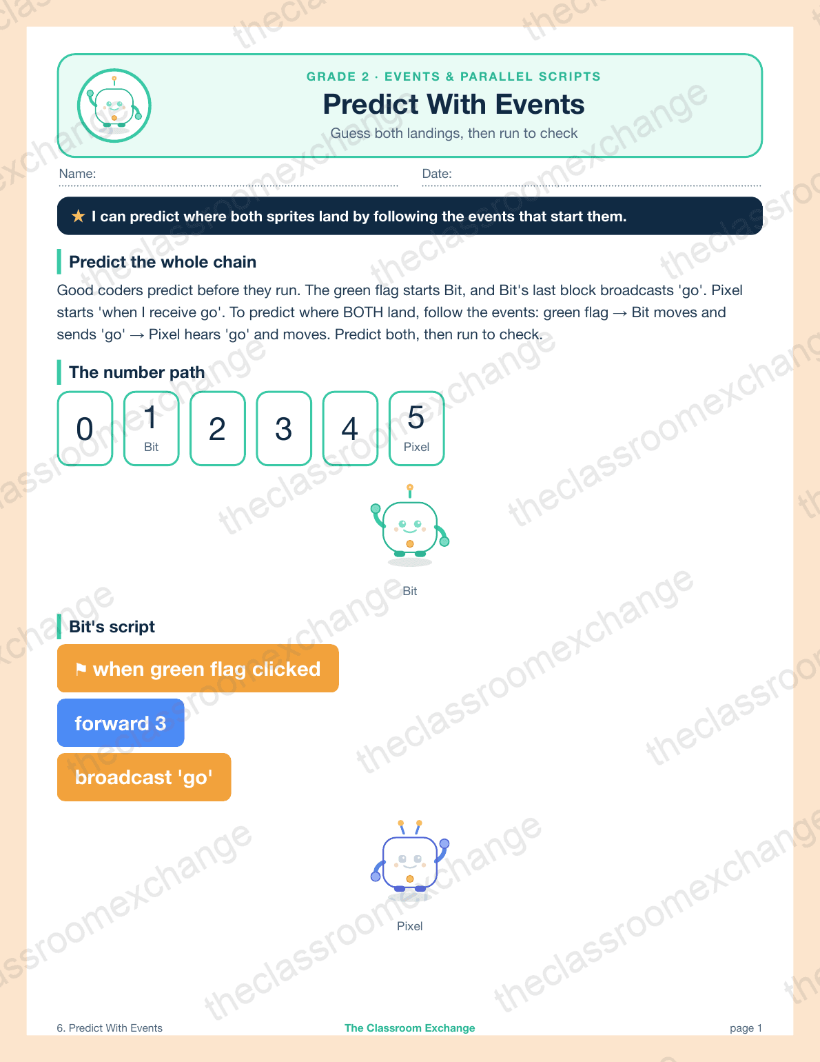 Grade 2 Coding: Predict With Events