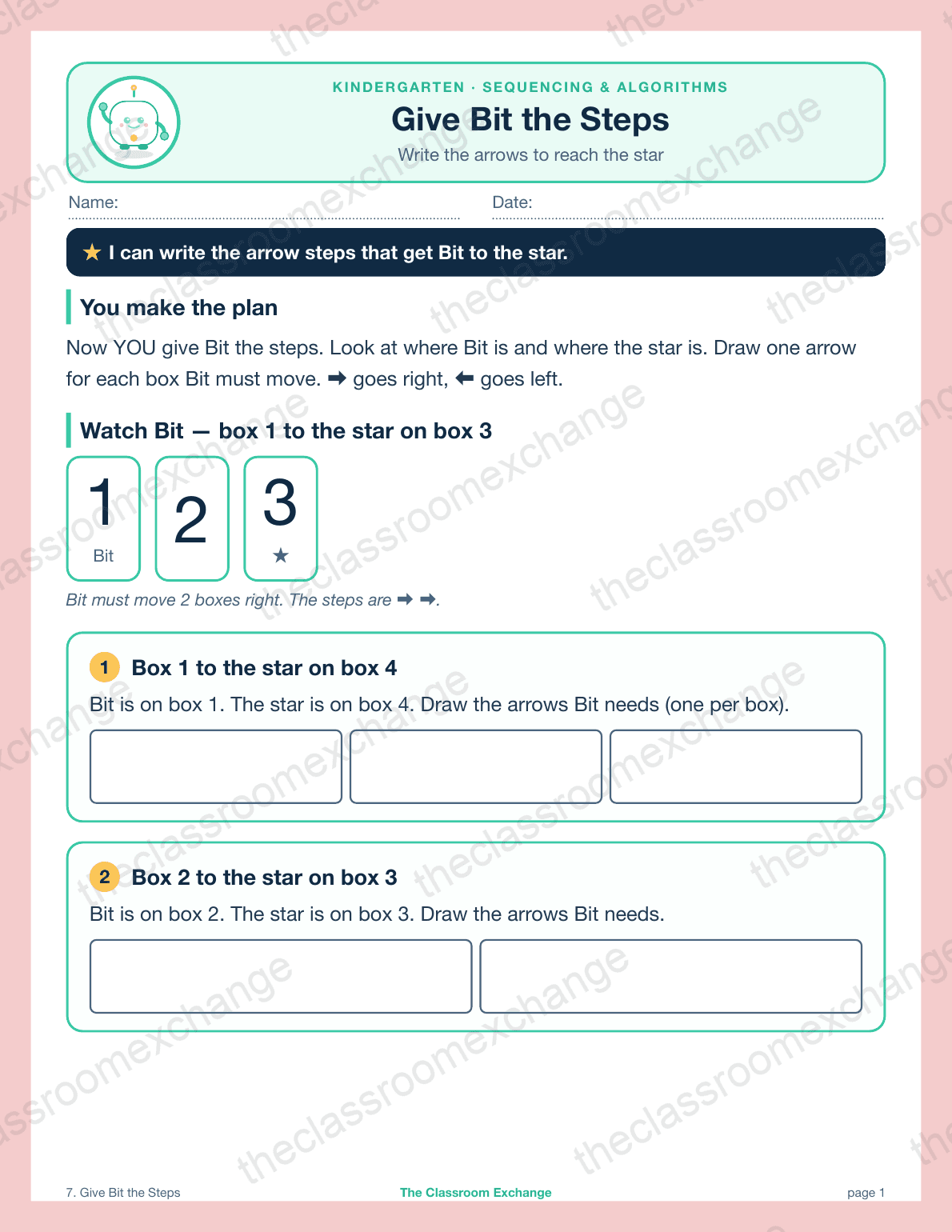 Kindergarten Coding: Give Bit the Steps