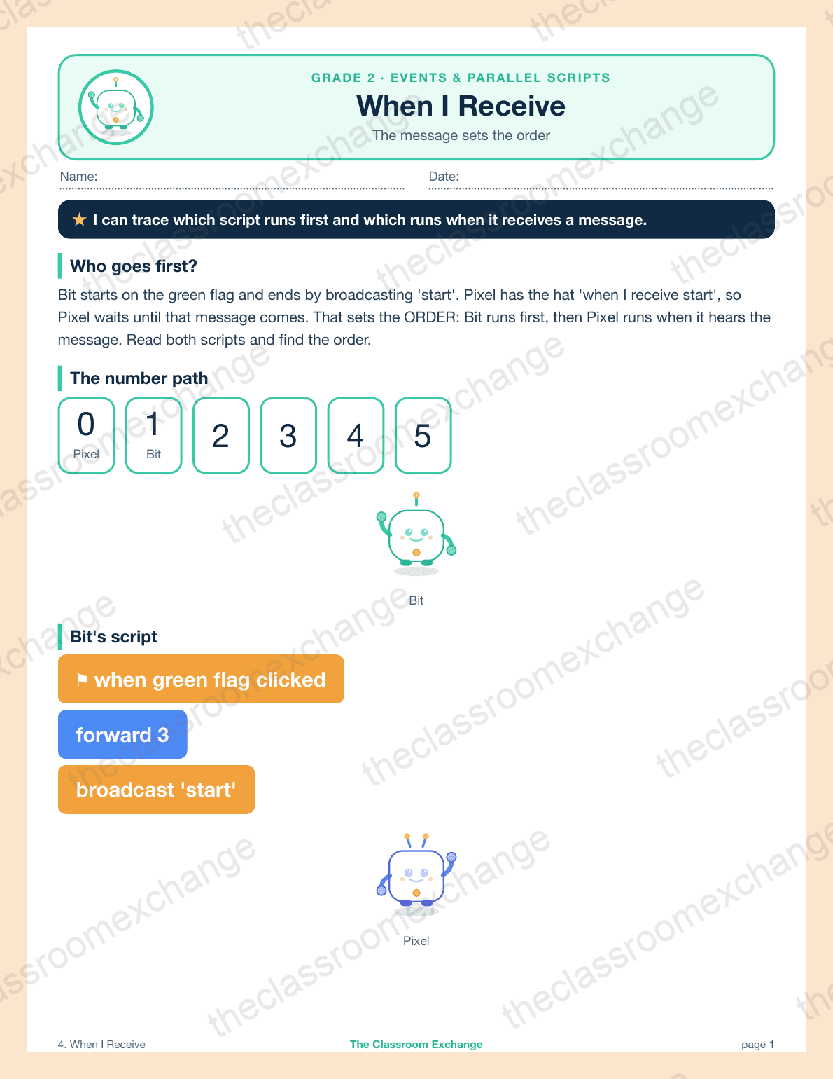 Grade 2 Coding: When I Receive