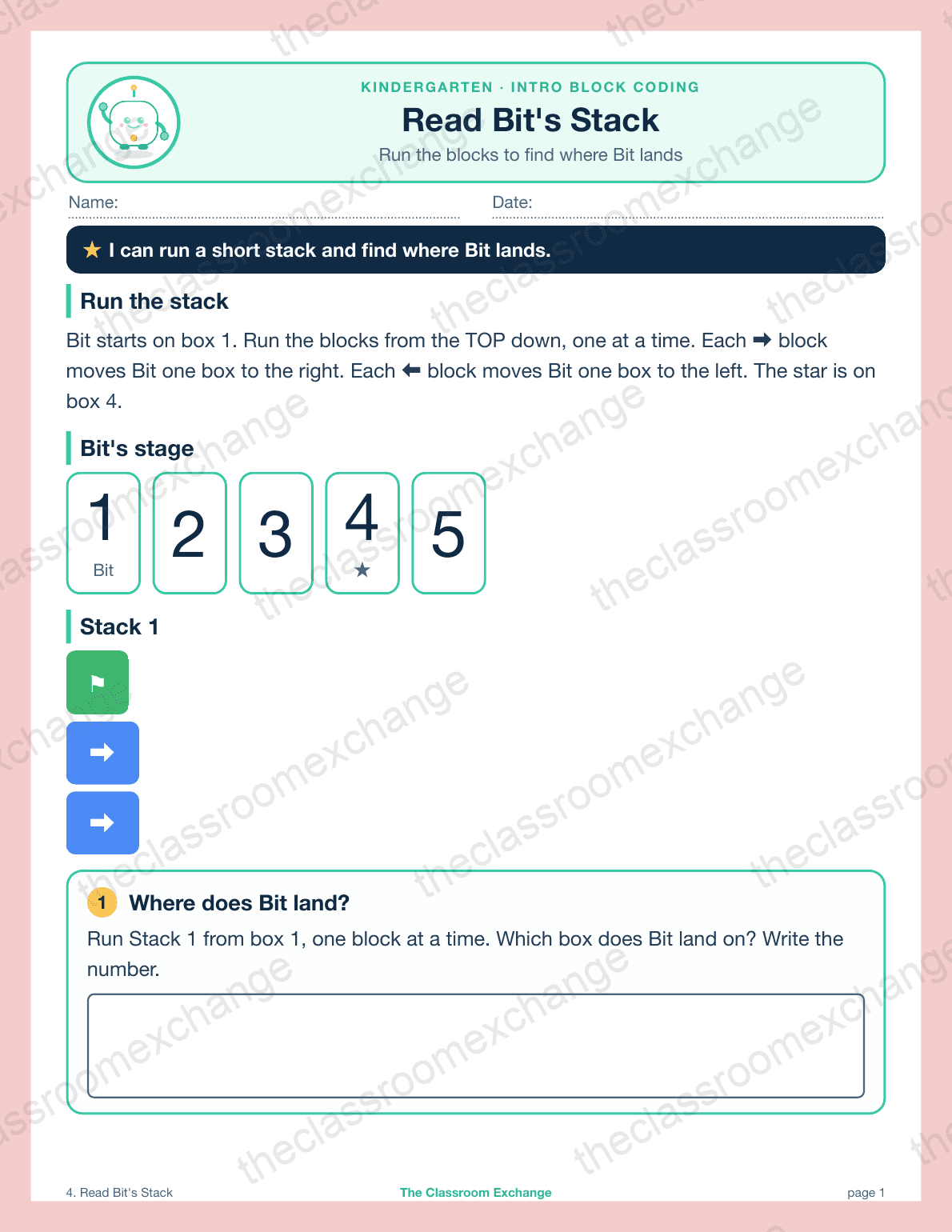 Kindergarten Coding: Read Bit's Stack