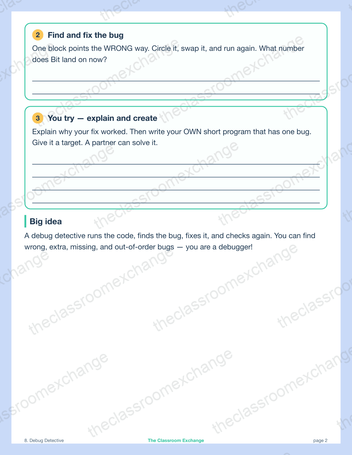 Grade 1 Coding: Debug Detective alternative view