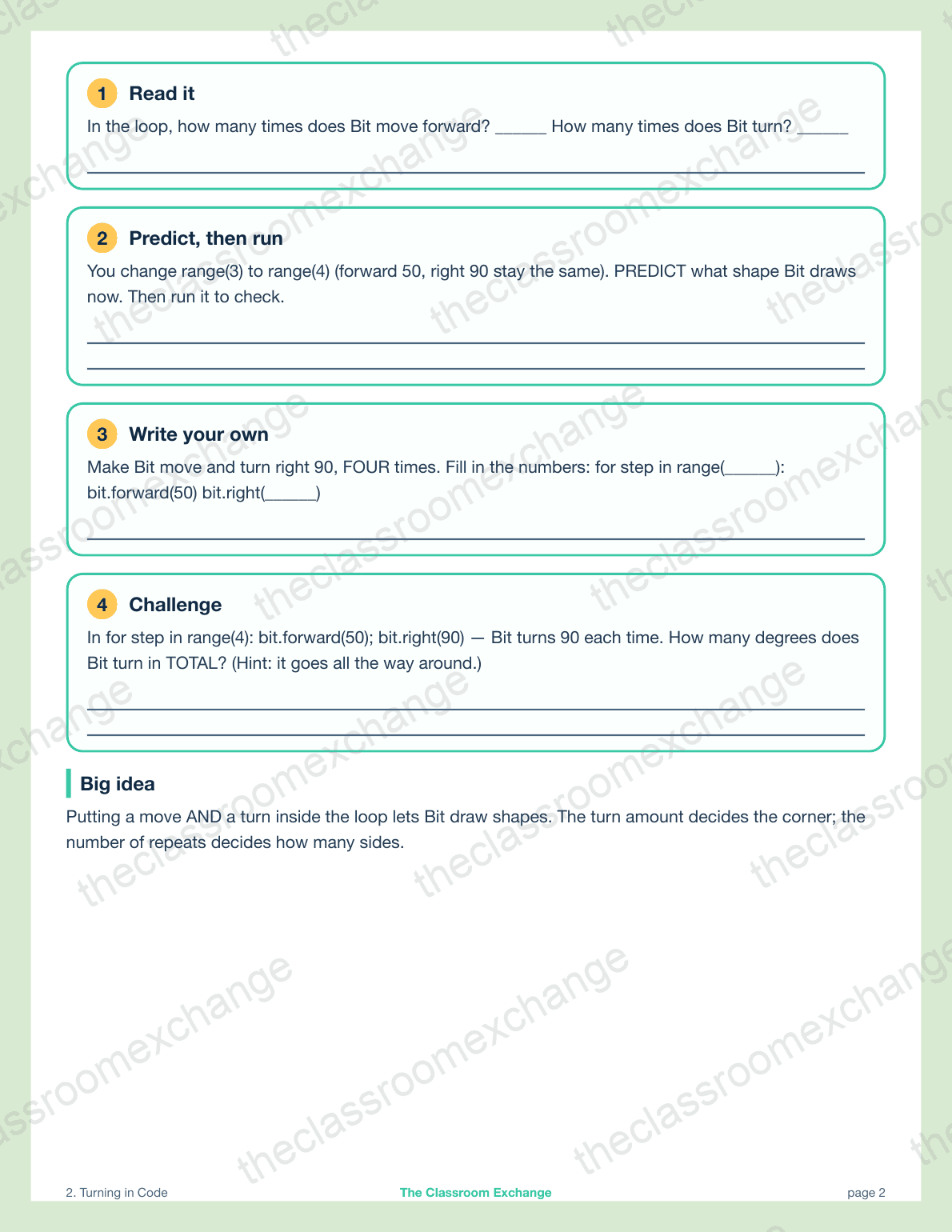 Grade 3 Coding: Turning in Code alternative view