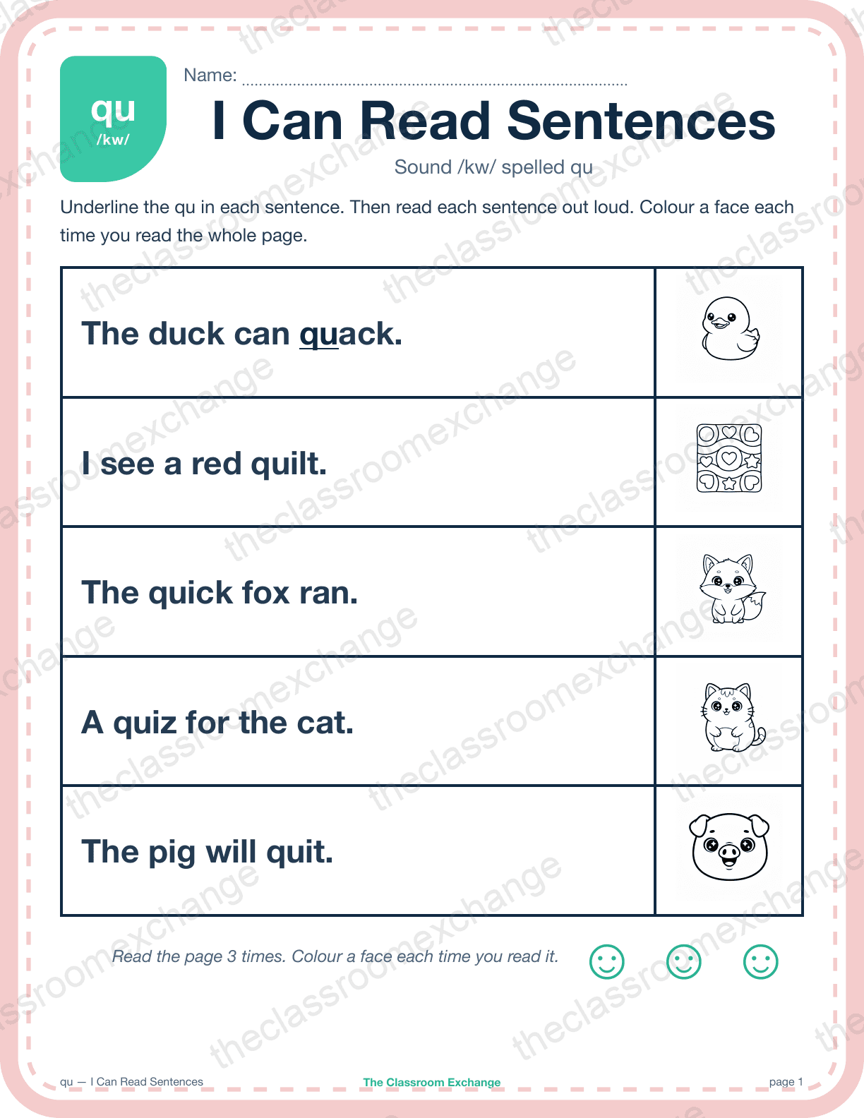 Kindergarten Phonics: qu (question) — I Can Read Sentences