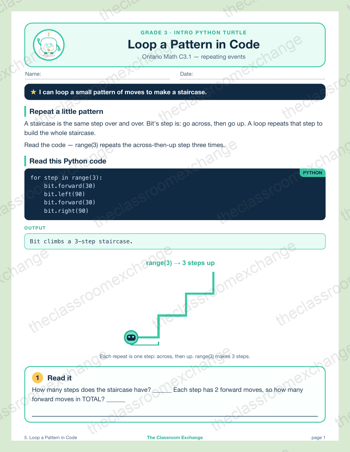 Grade 3 Coding: Loop a Pattern in Code