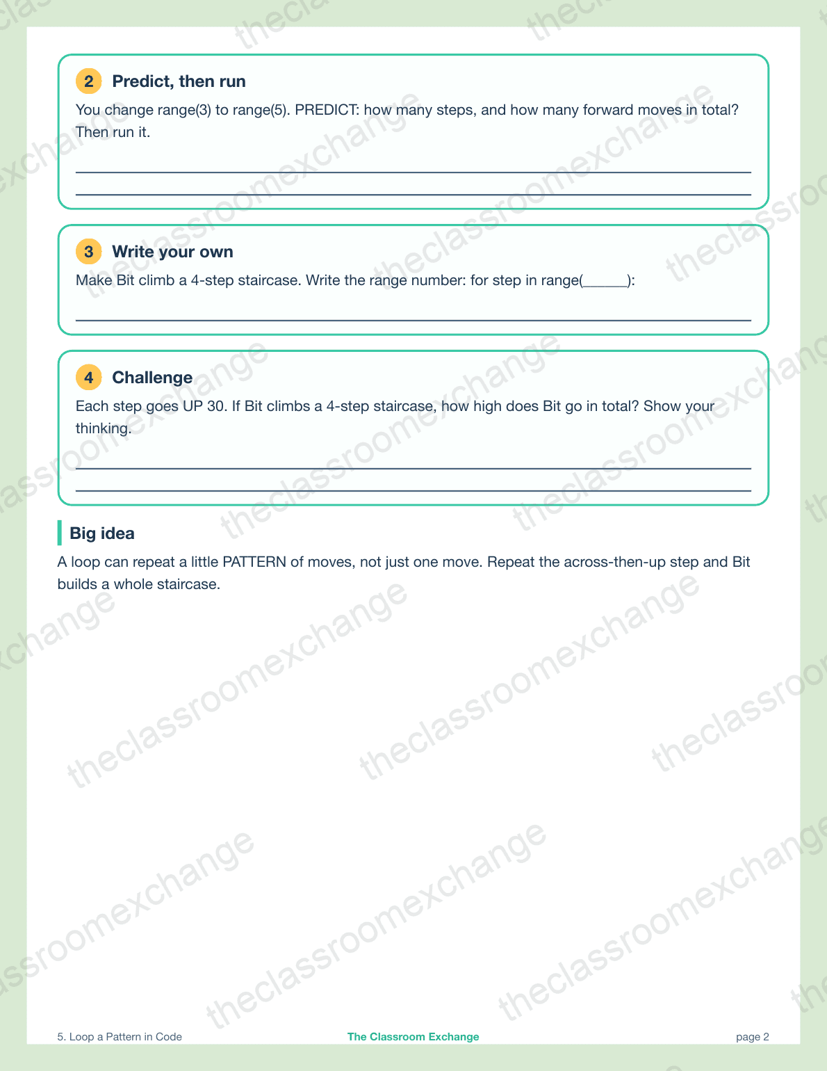 Grade 3 Coding: Loop a Pattern in Code alternative view