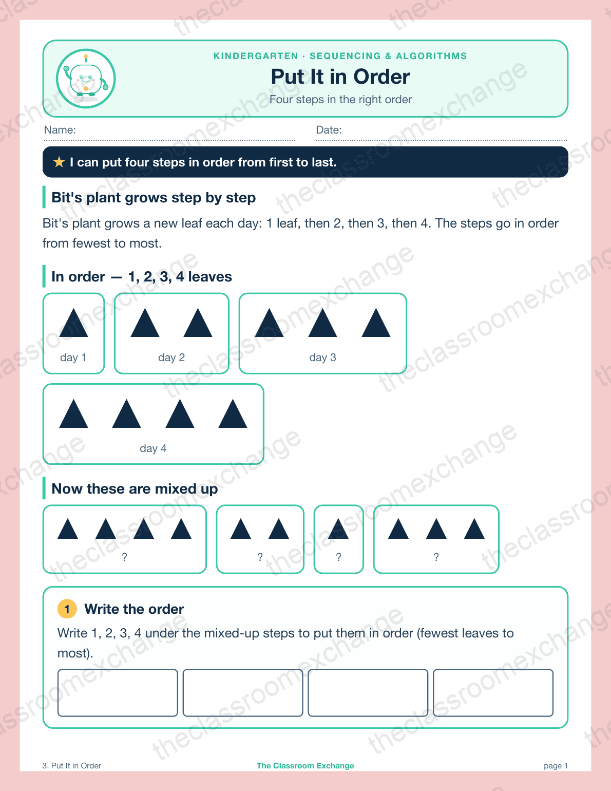 Kindergarten Coding: Put It in Order