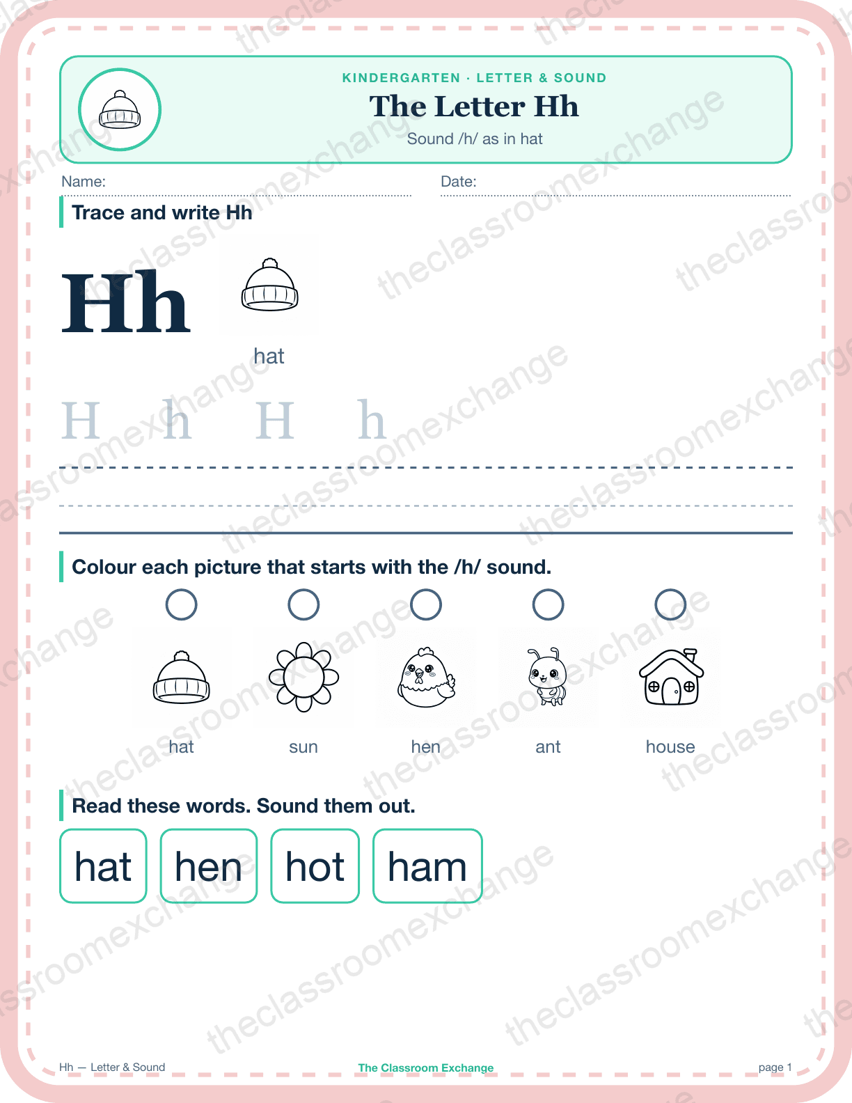 Kindergarten Phonics: The Letter Hh (horse)