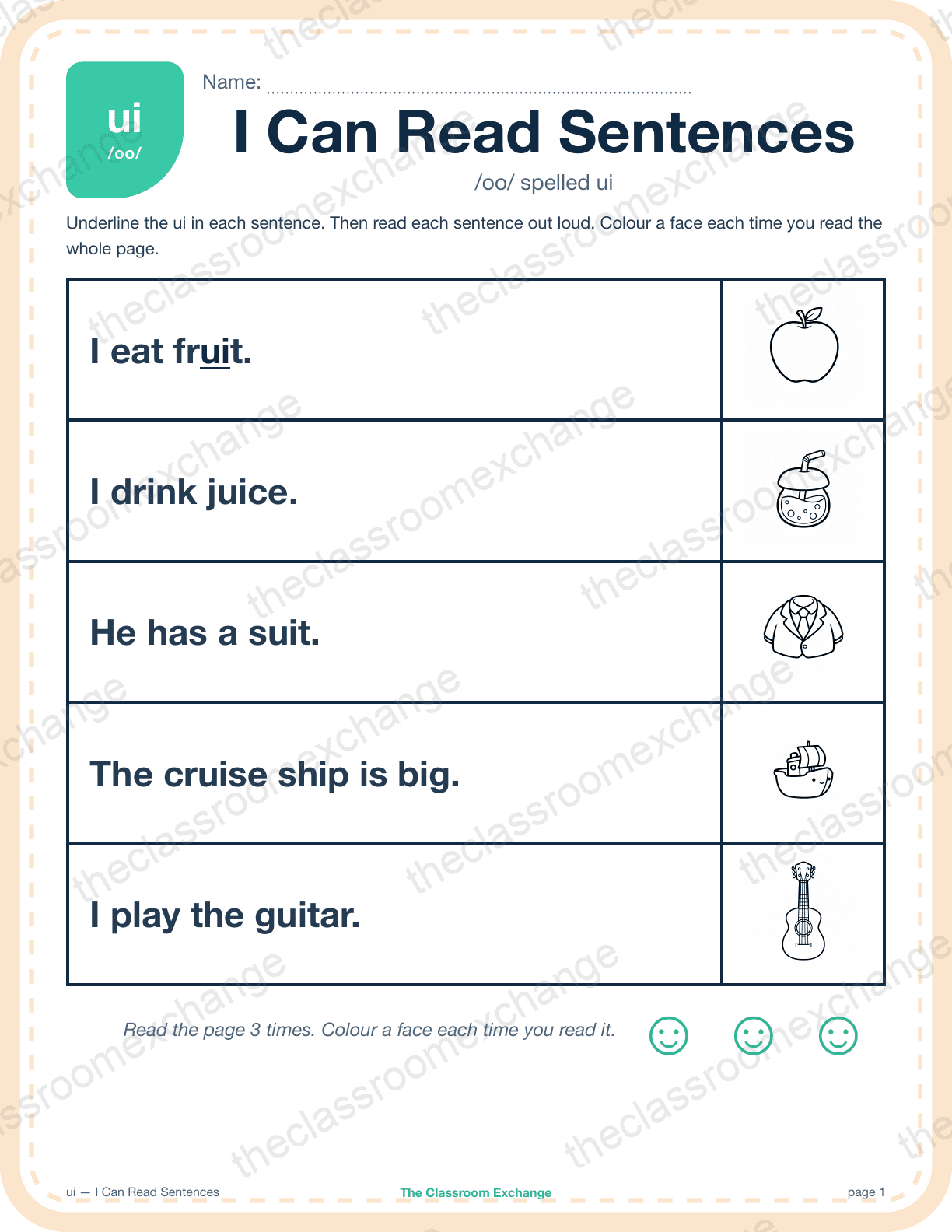 Grade 2 Phonics: ui (fruit) — I Can Read Sentences