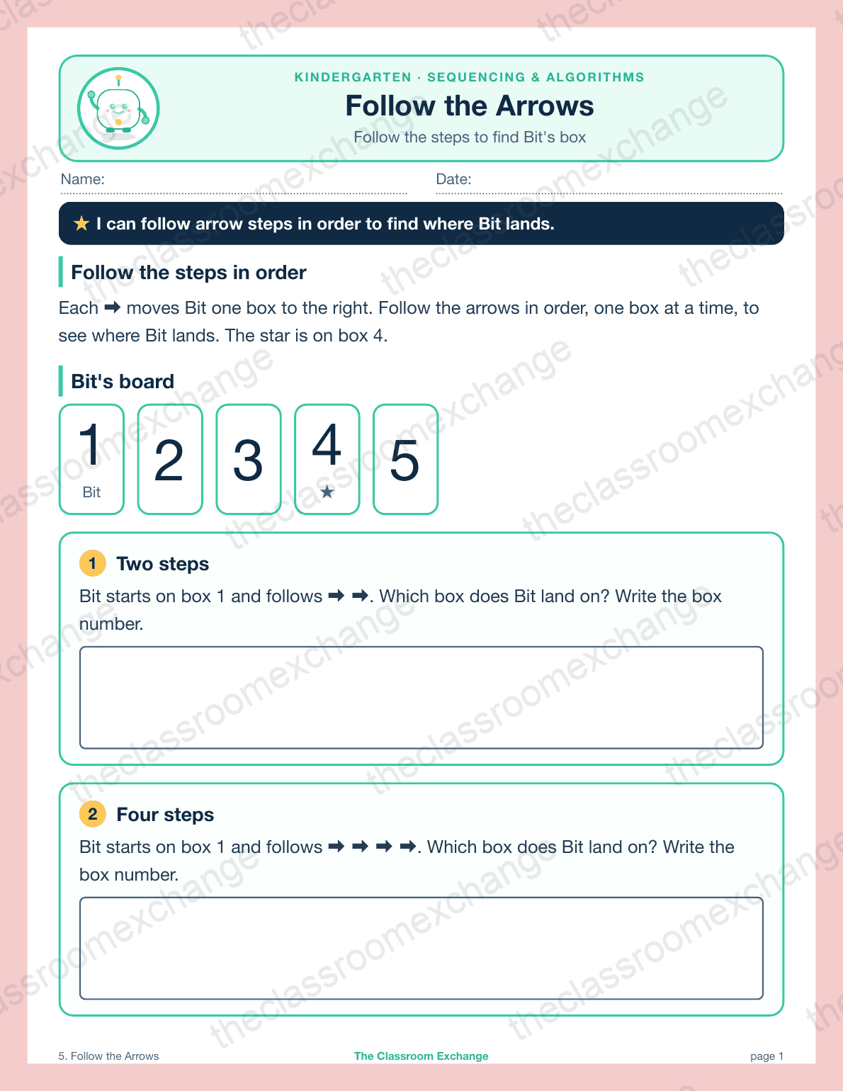 Kindergarten Coding: Follow the Arrows