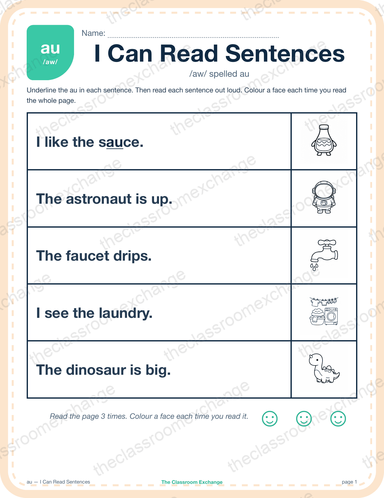 Grade 2 Phonics: au (pause) — I Can Read Sentences