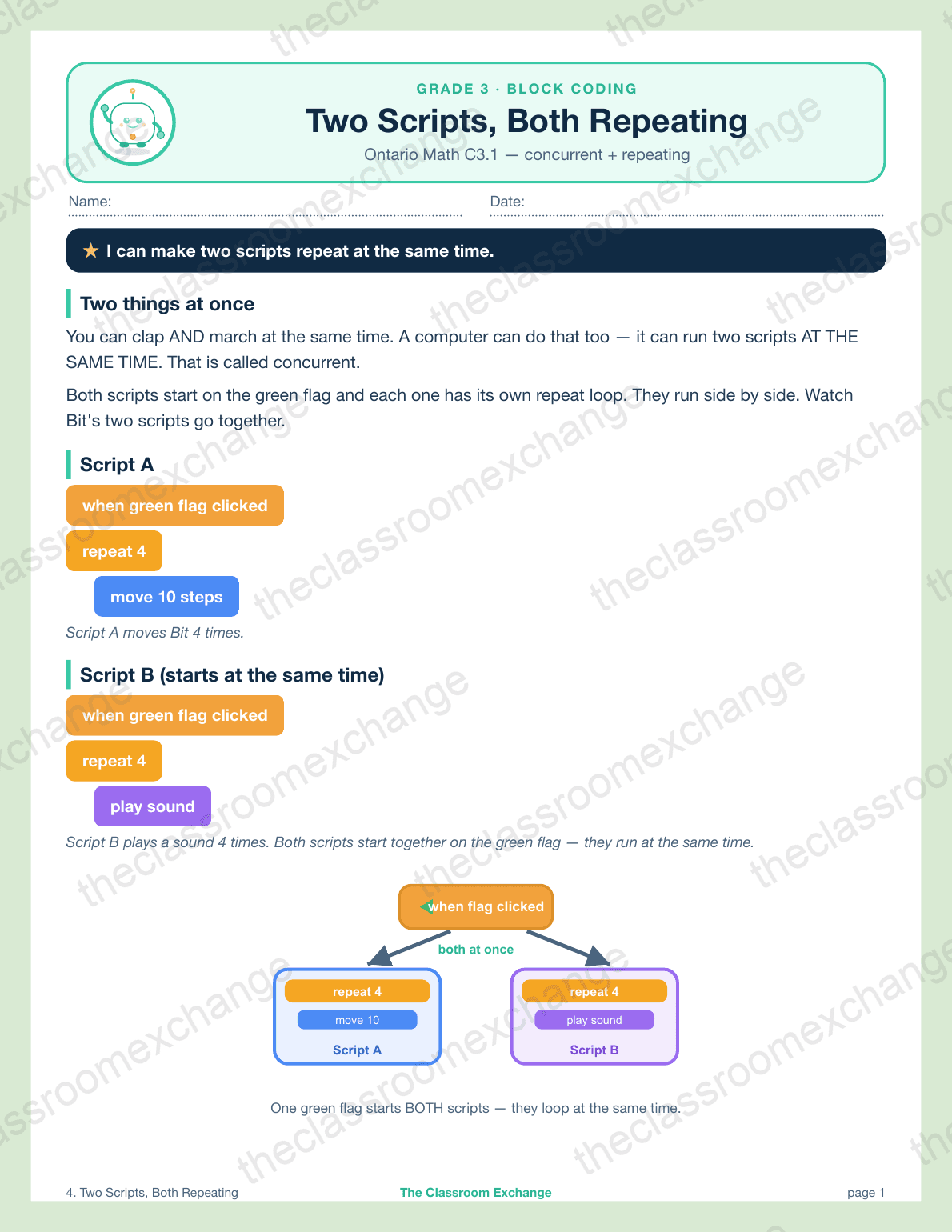 Grade 3 Coding: Two Scripts Both Repeating