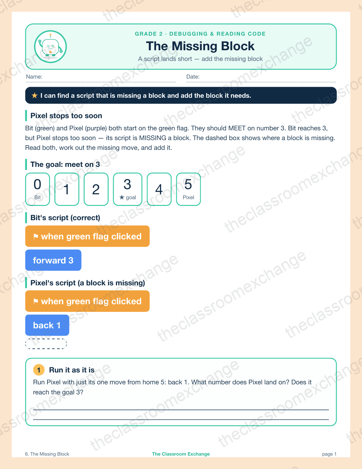 Grade 2 Coding: The Missing Block