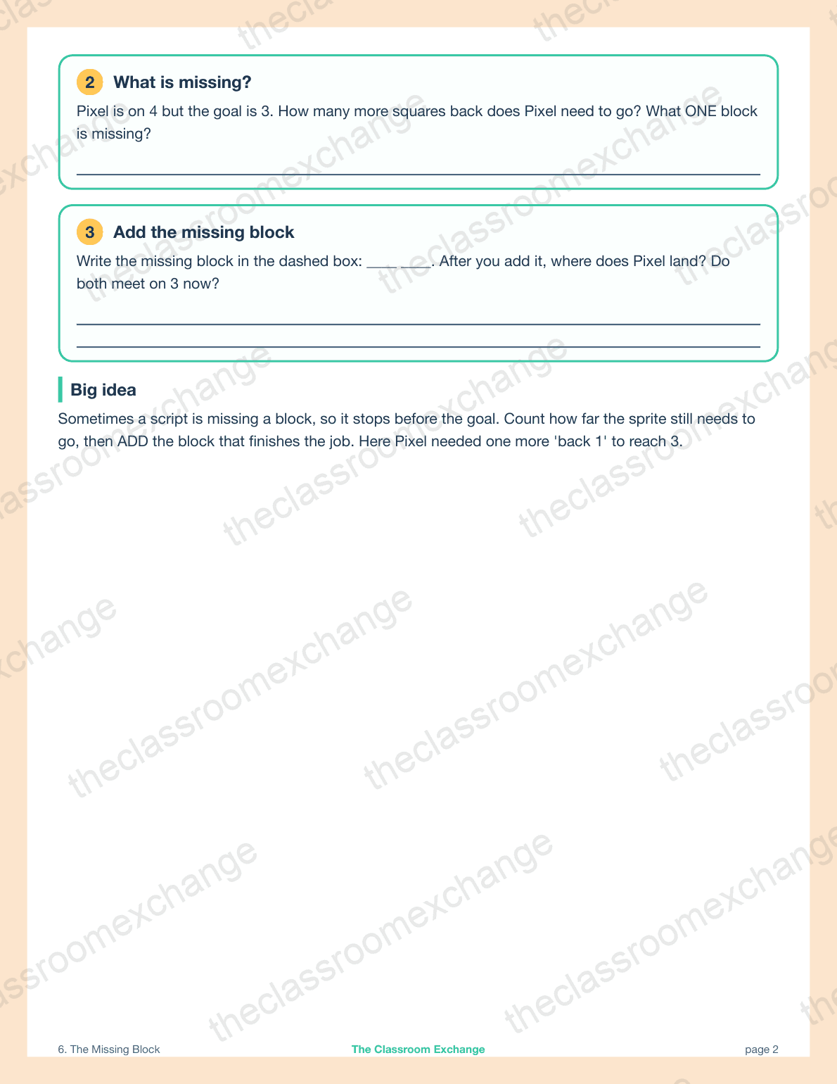 Grade 2 Coding: The Missing Block alternative view