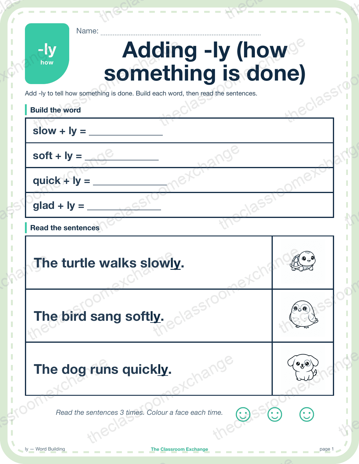 Grade 3 Phonics: Adding -ly