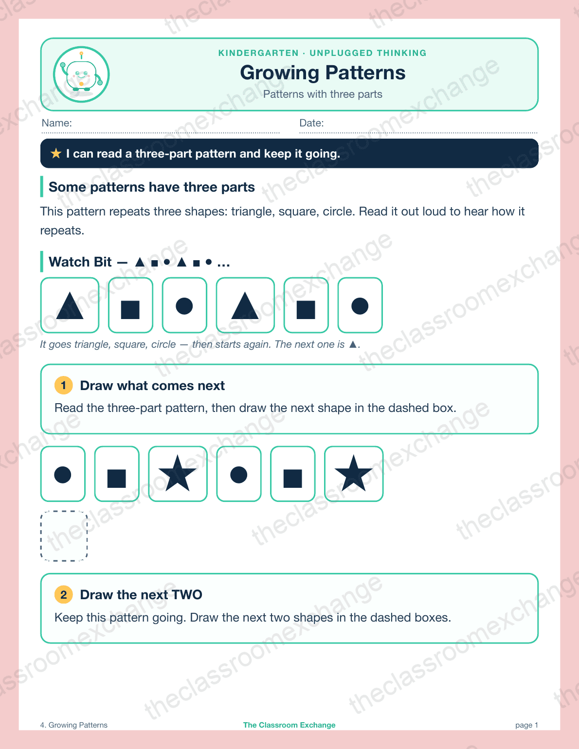 Kindergarten Coding: Growing Patterns