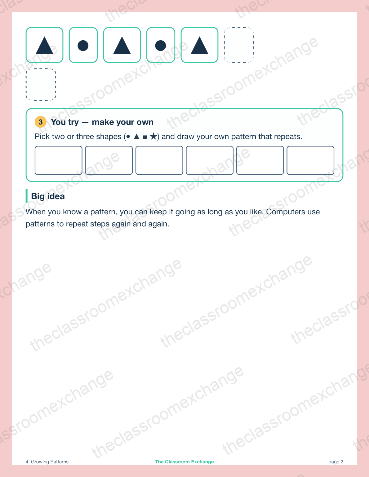 Kindergarten Coding: Growing Patterns alternative view