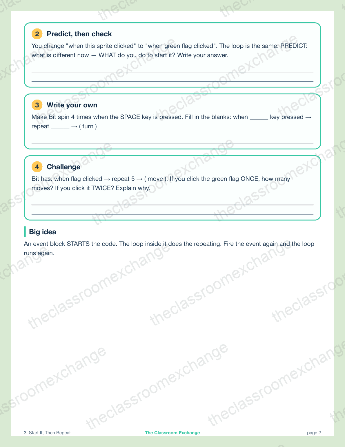 Grade 3 Coding: Start It Then Repeat alternative view