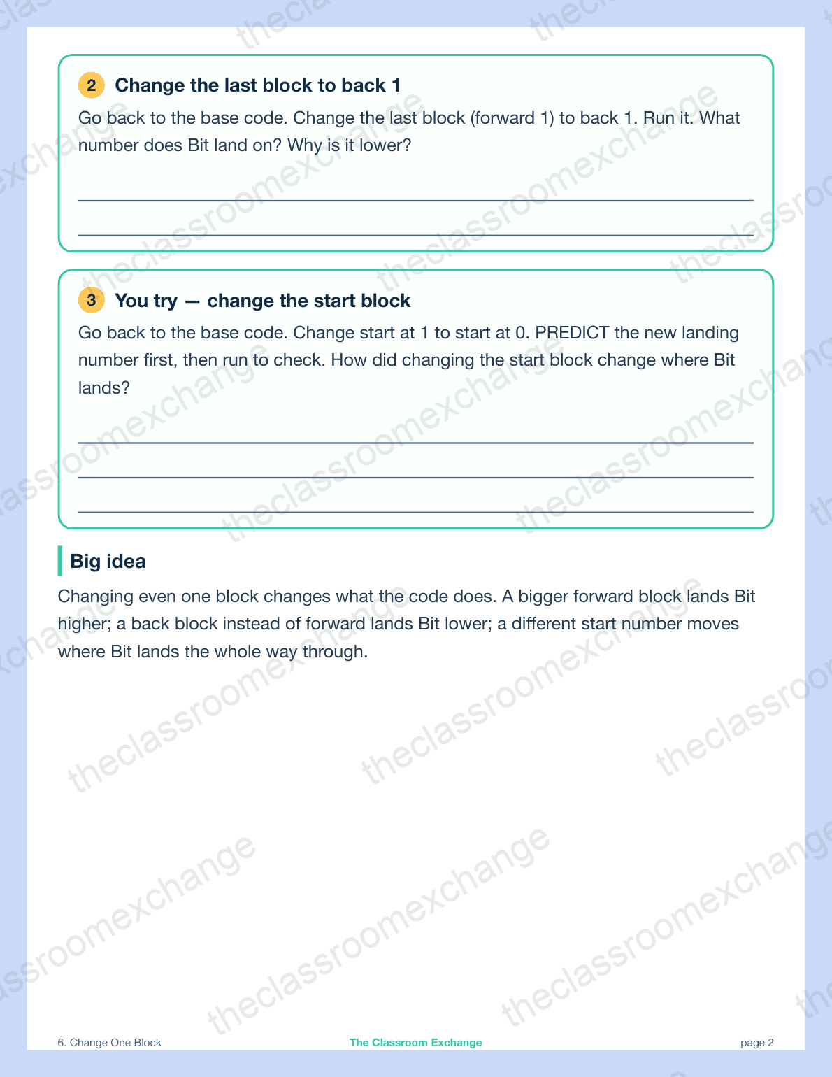 Grade 1 Coding: Change One Block alternative view