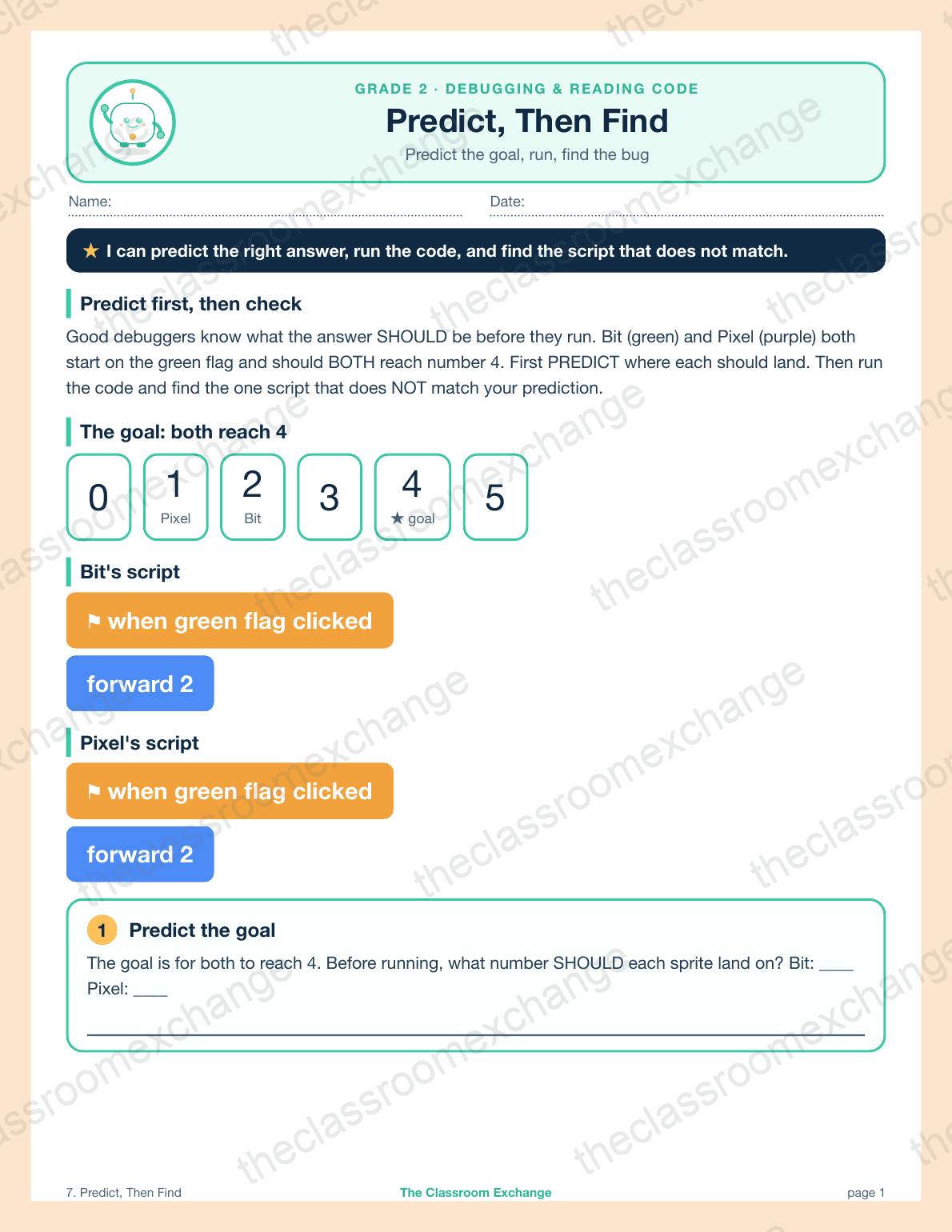 Grade 2 Coding: Predict Then Find
