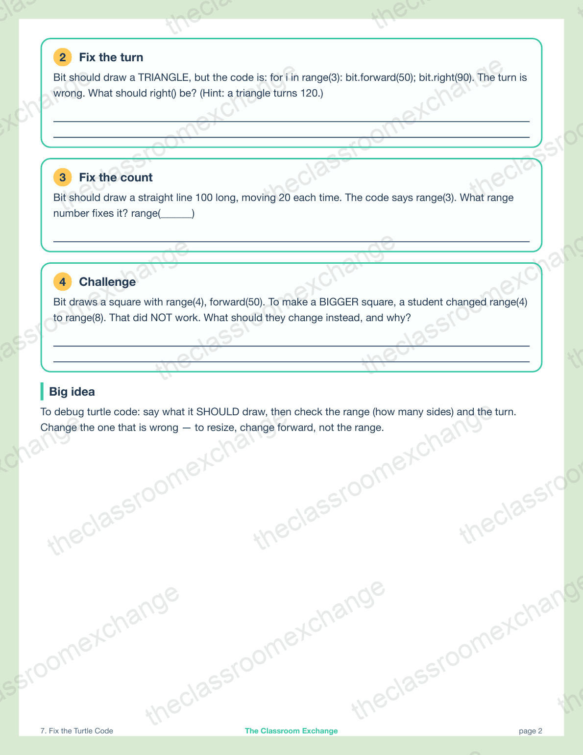 Grade 3 Coding: Fix the Turtle Code alternative view