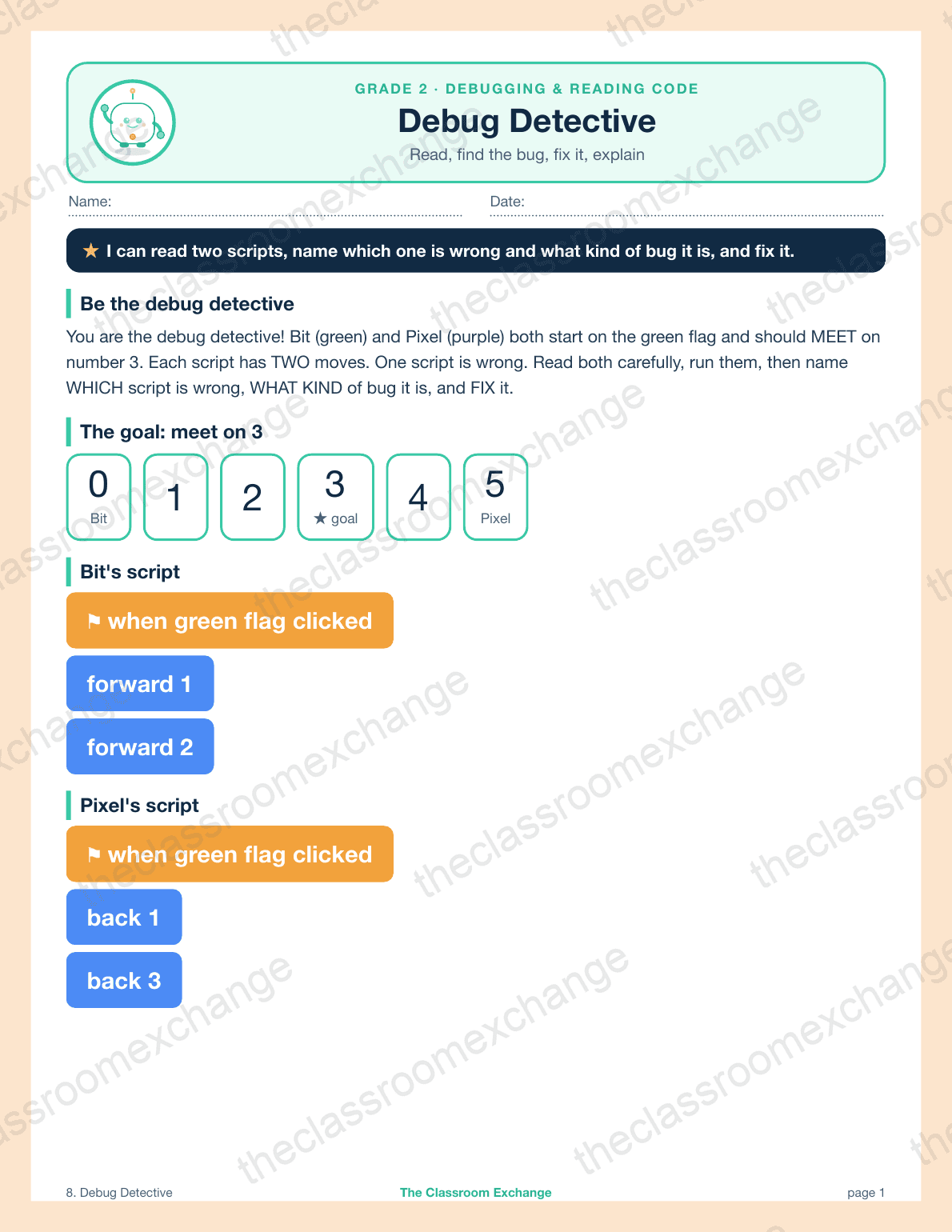 Grade 2 Coding: Debug Detective