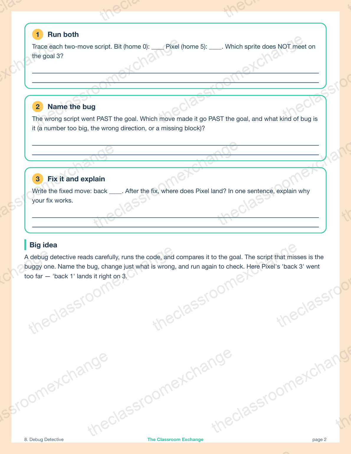 Grade 2 Coding: Debug Detective alternative view