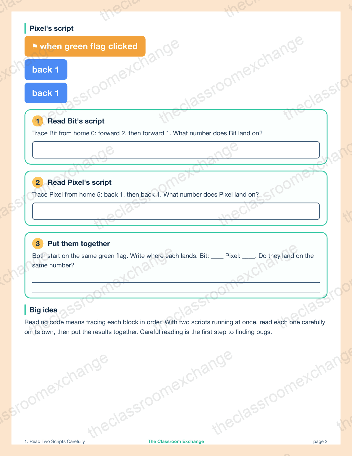 Grade 2 Coding: Read Two Scripts Carefully alternative view