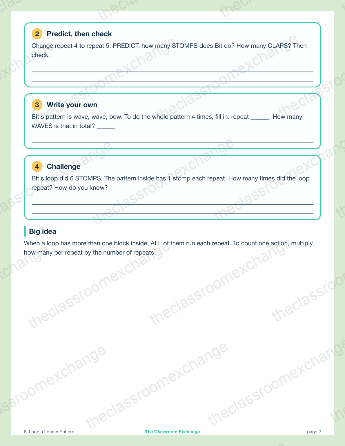 Grade 3 Coding: Loop a Longer Pattern alternative view