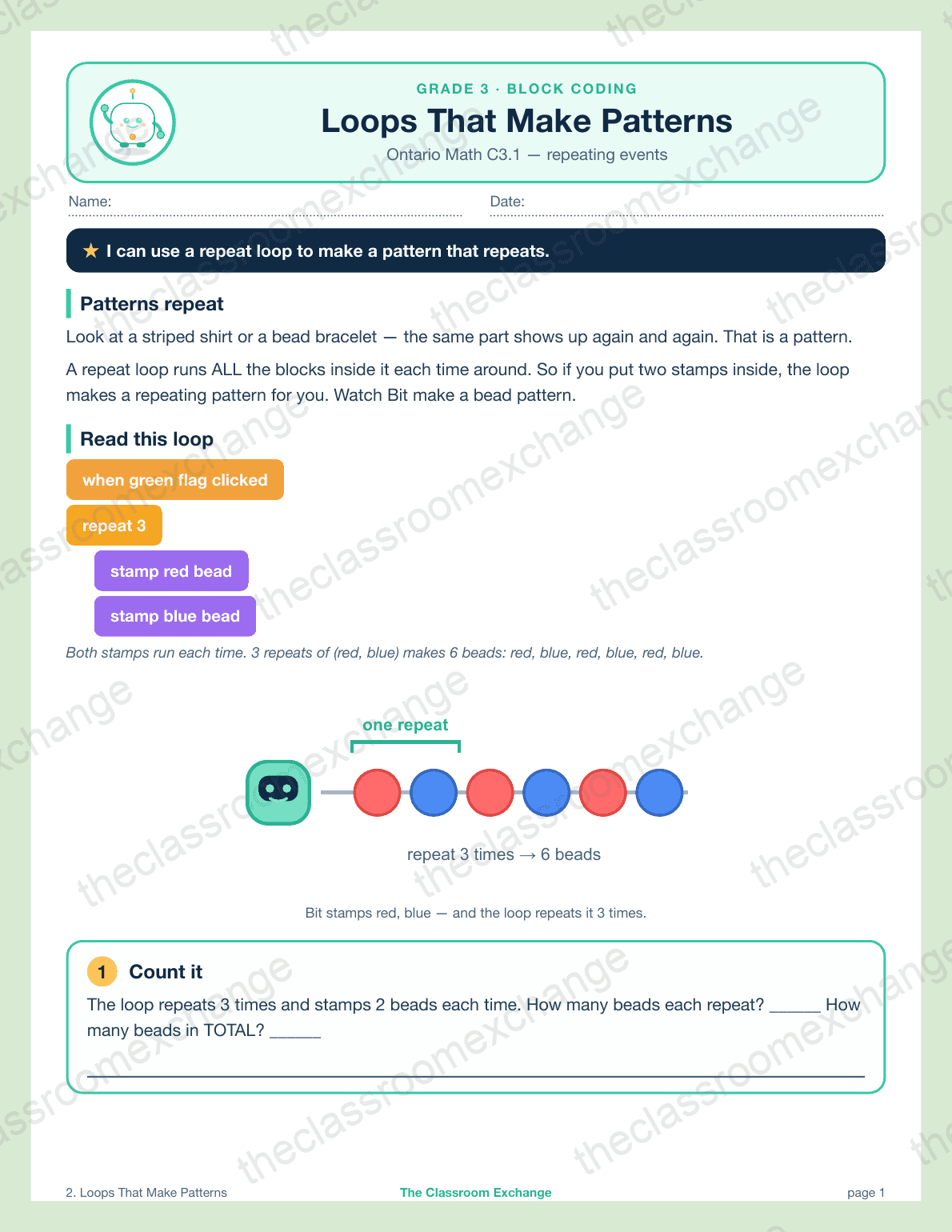 Grade 3 Coding: Loops That Make Patterns