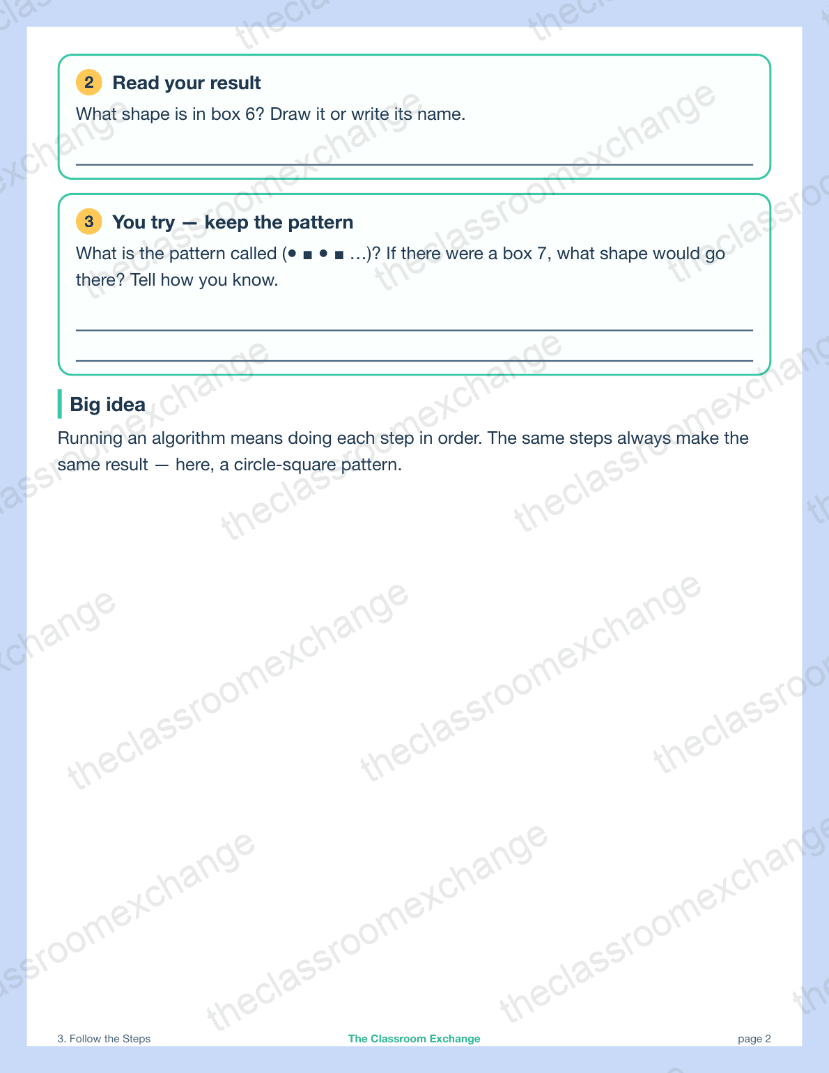 Grade 1 Coding: Follow the Steps alternative view