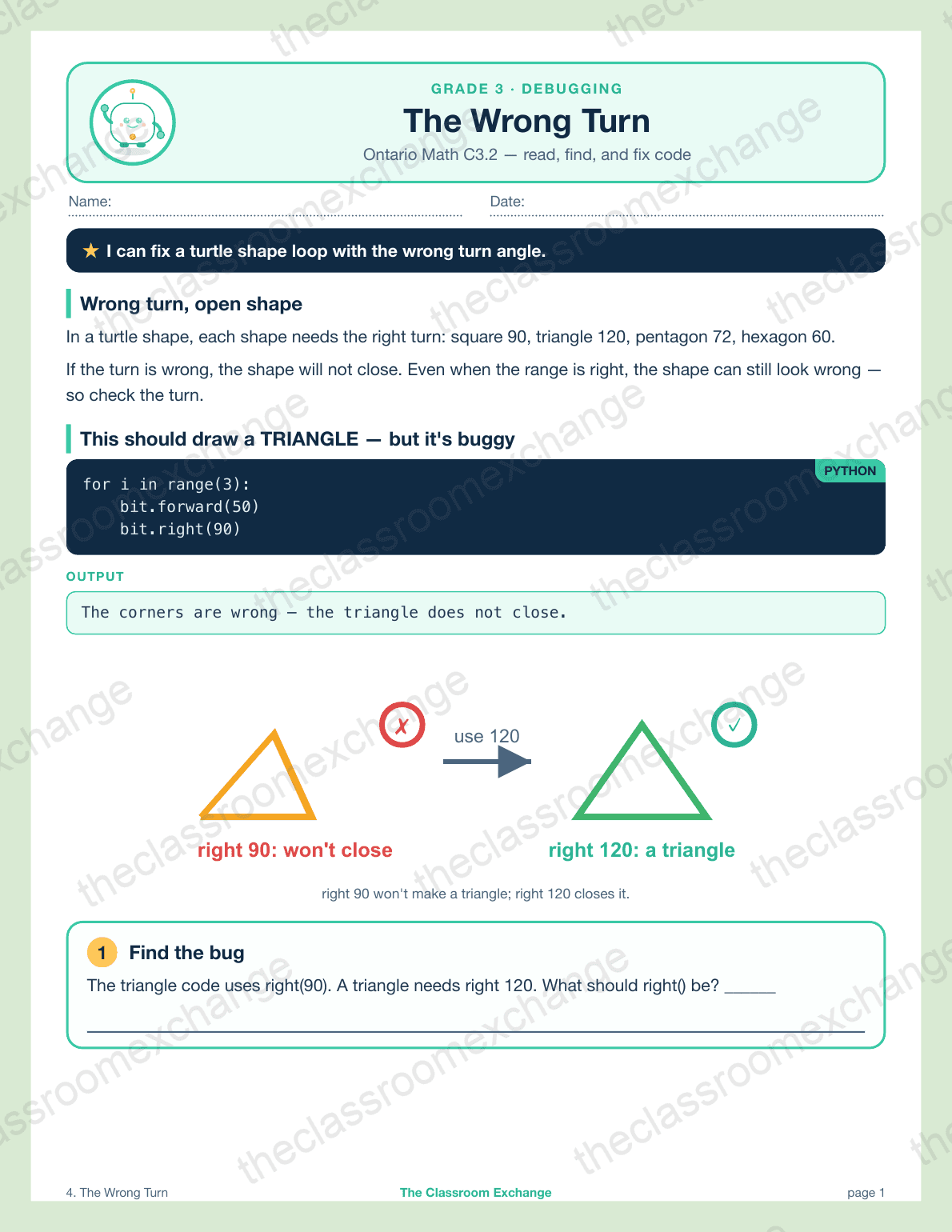 Grade 3 Coding: The Wrong Turn