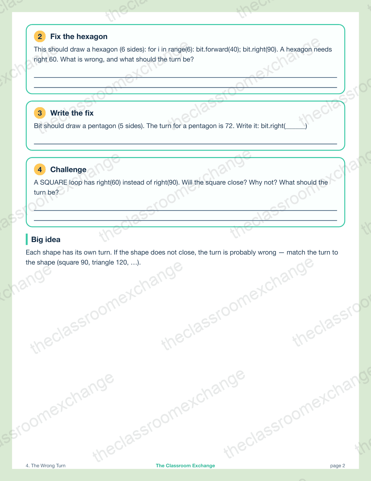 Grade 3 Coding: The Wrong Turn alternative view