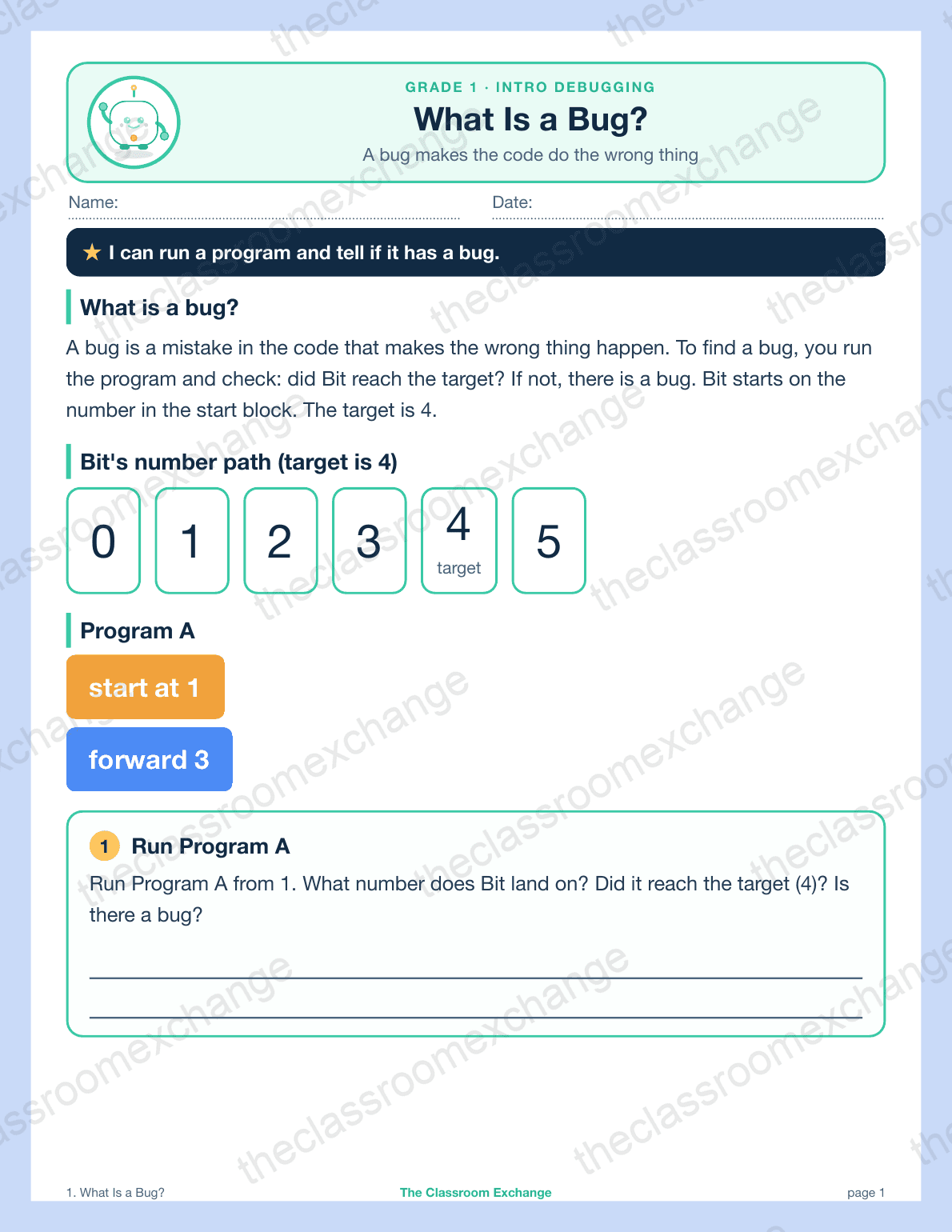 Grade 1 Coding: What Is a Bug
