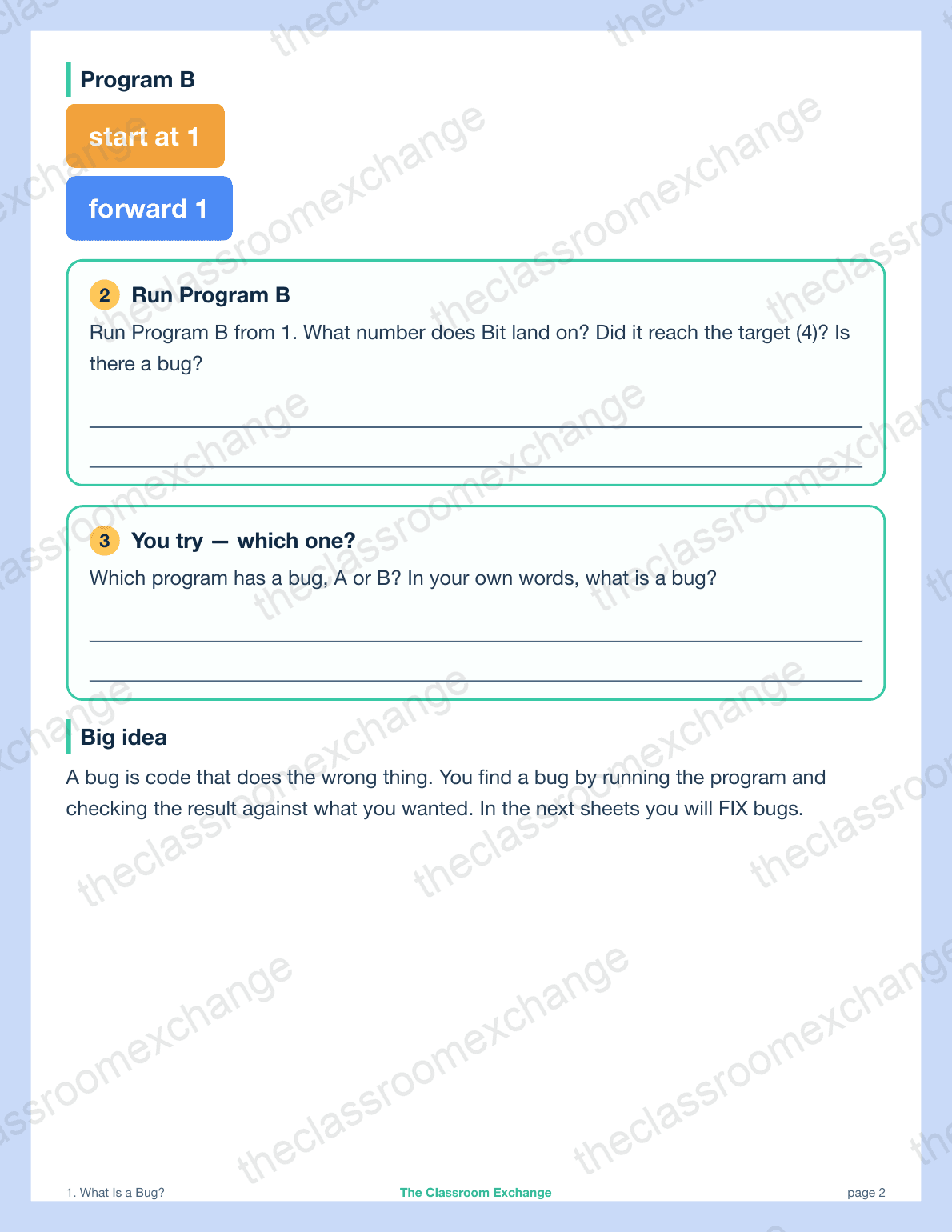 Grade 1 Coding: What Is a Bug alternative view