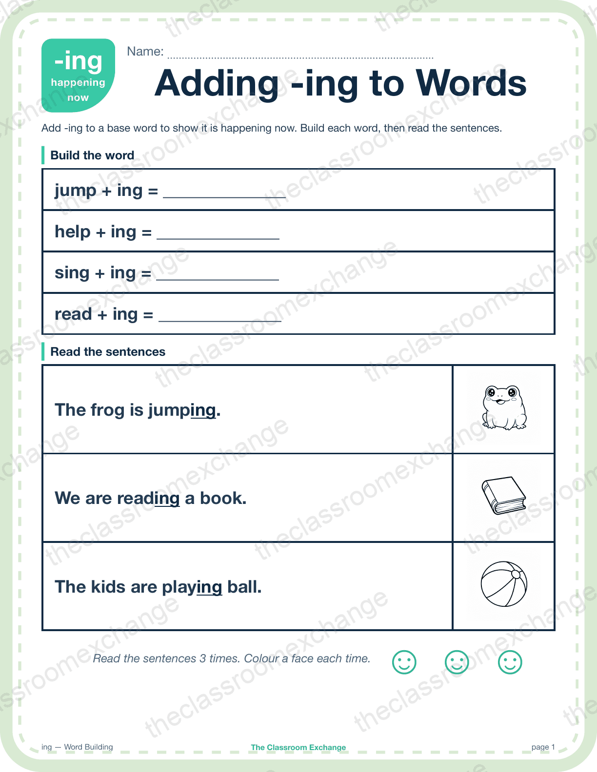 Grade 3 Phonics: Adding -ing to Words