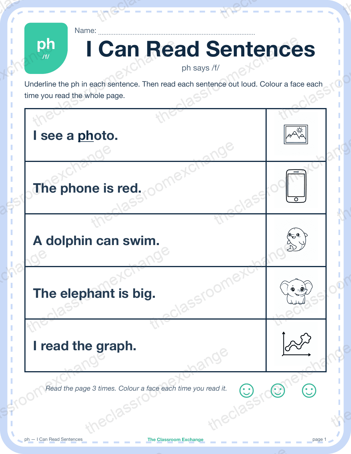 Grade 1 Phonics: ph (photo) — I Can Read Sentences