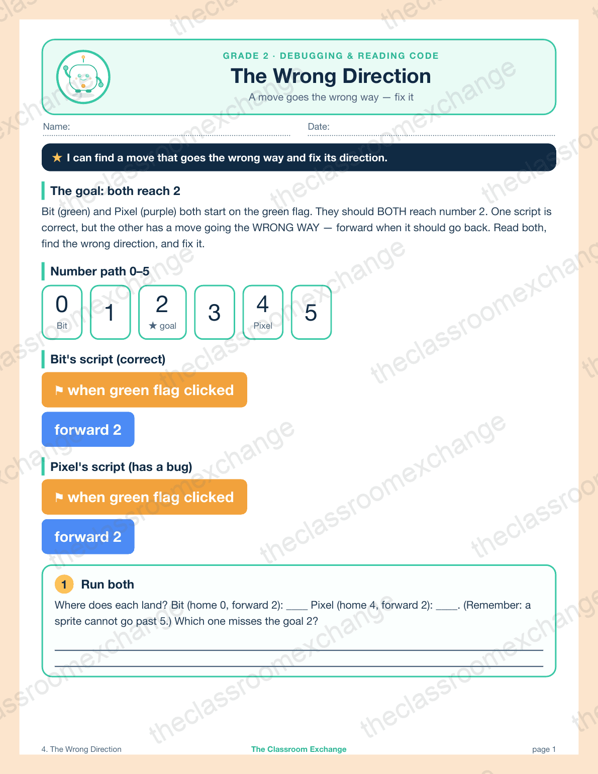 Grade 2 Coding: The Wrong Direction