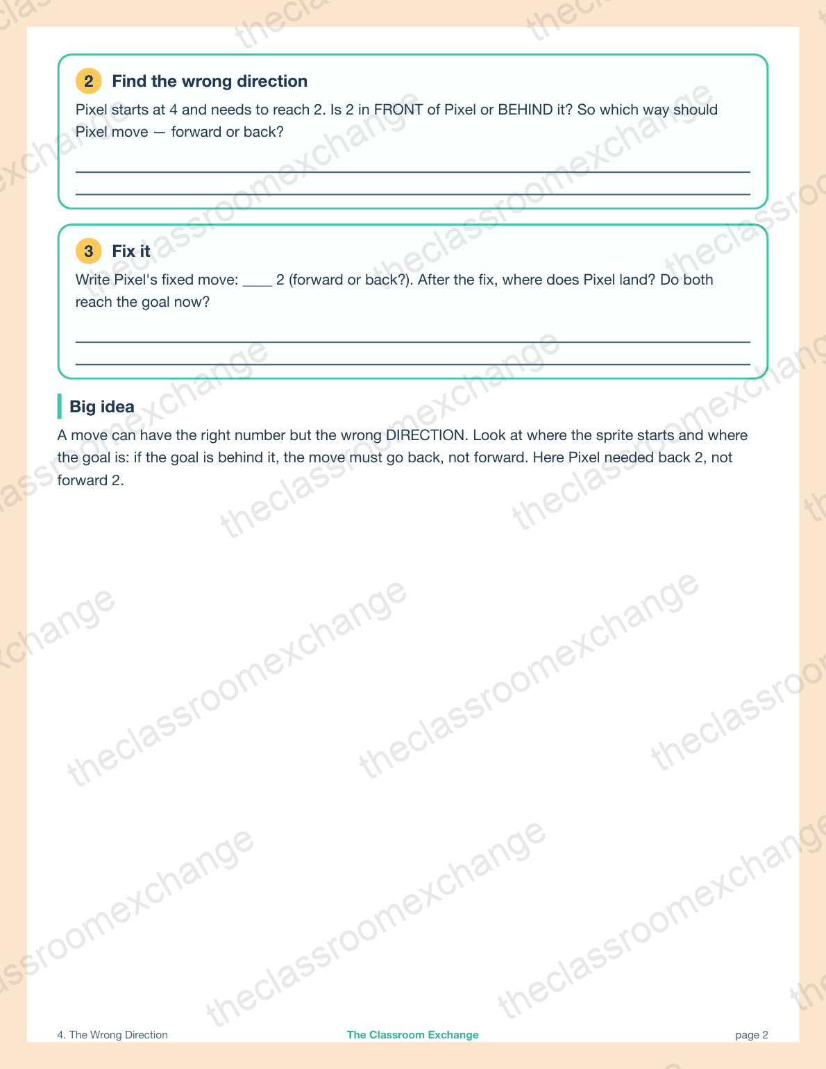 Grade 2 Coding: The Wrong Direction alternative view