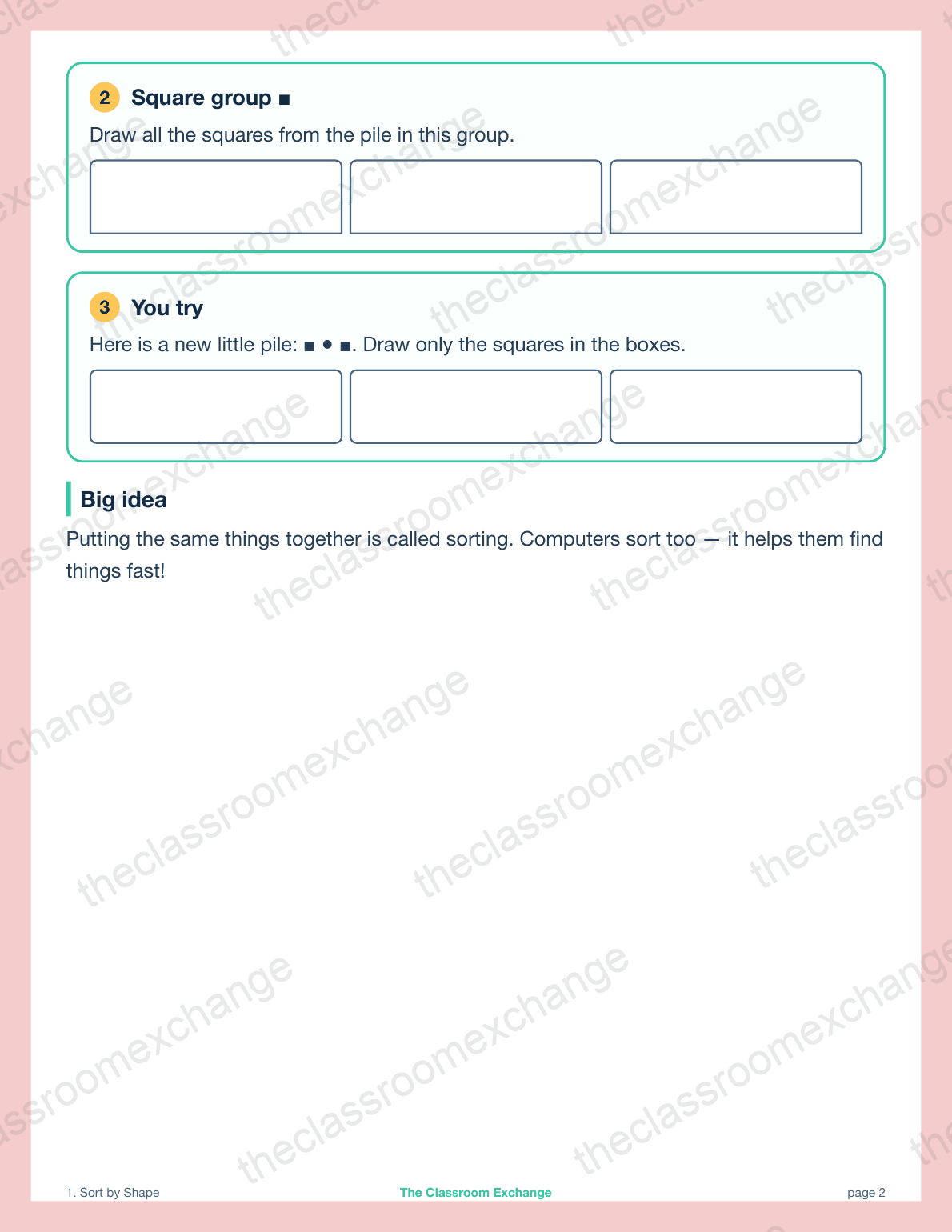Kindergarten Coding: Sort by Shape alternative view