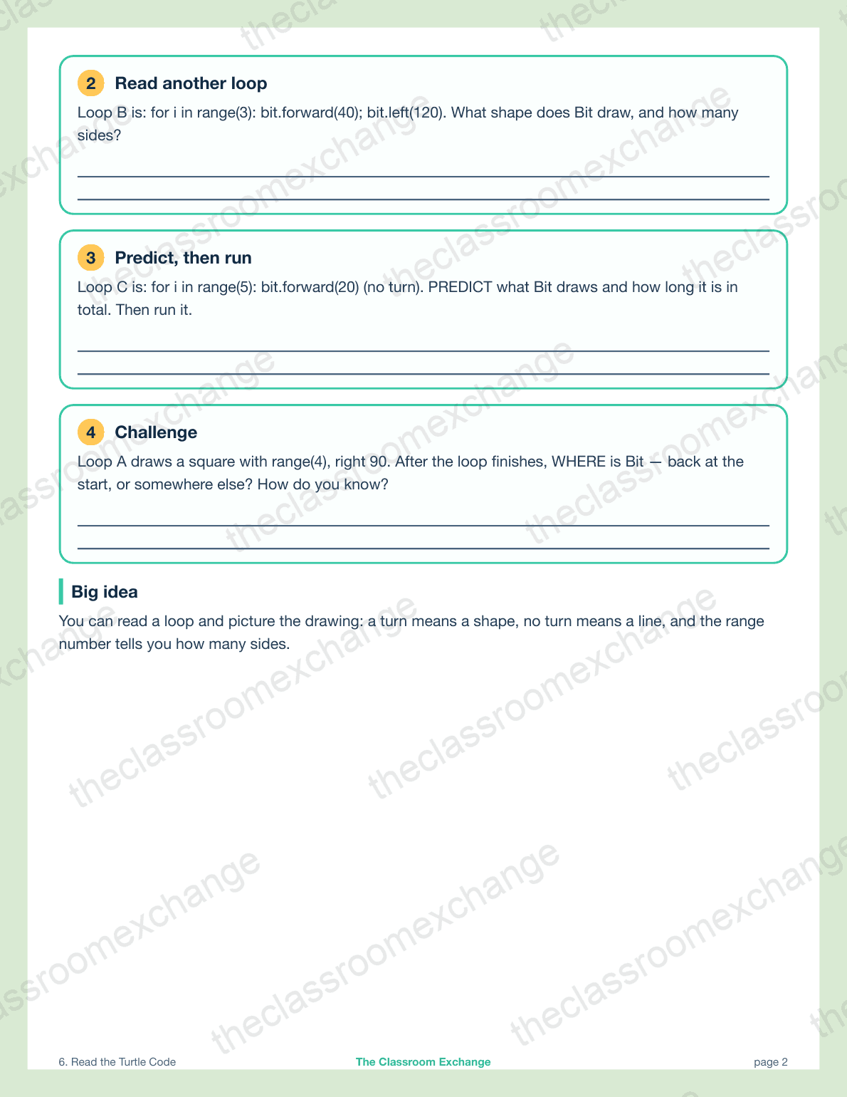 Grade 3 Coding: Read the Turtle Code alternative view