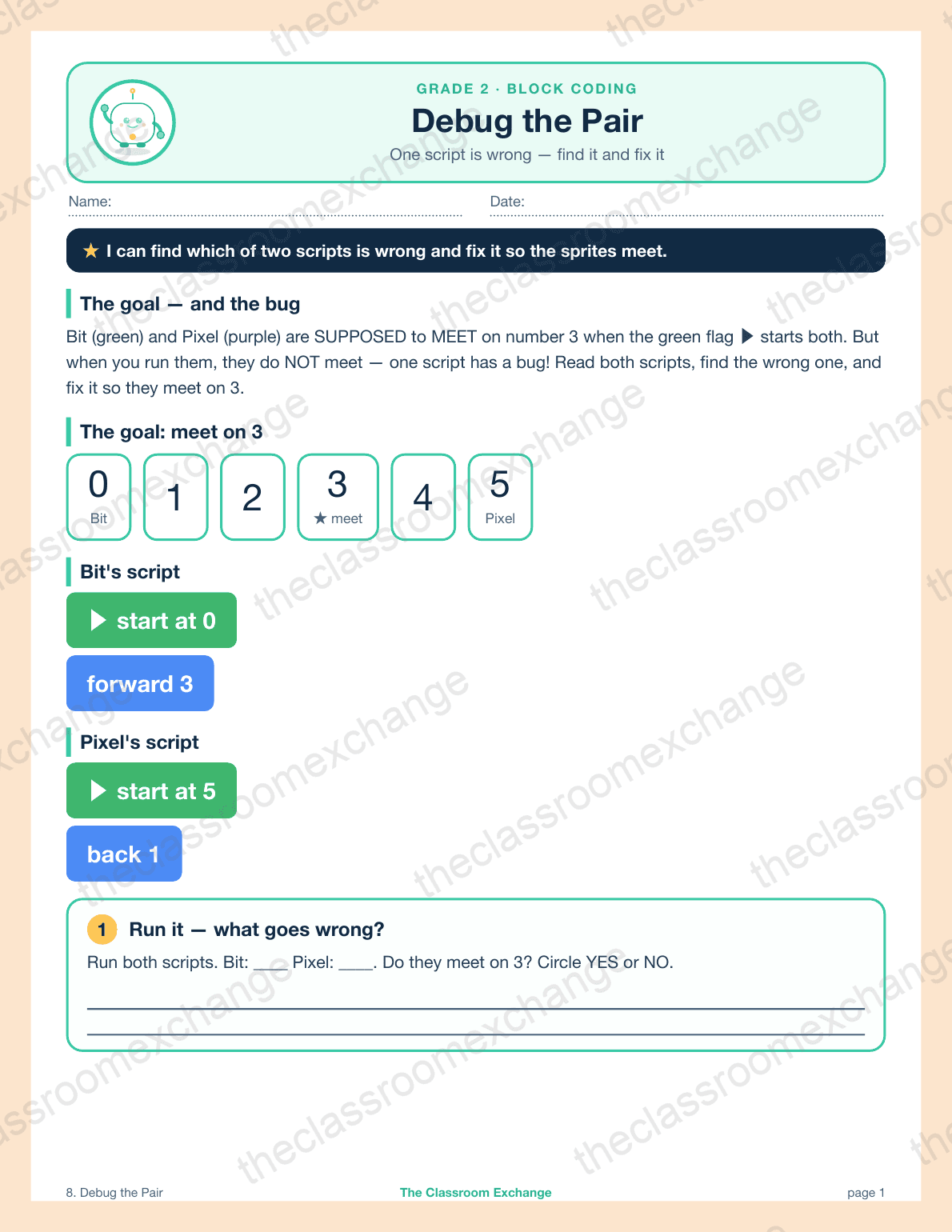 Grade 2 Coding: Debug the Pair