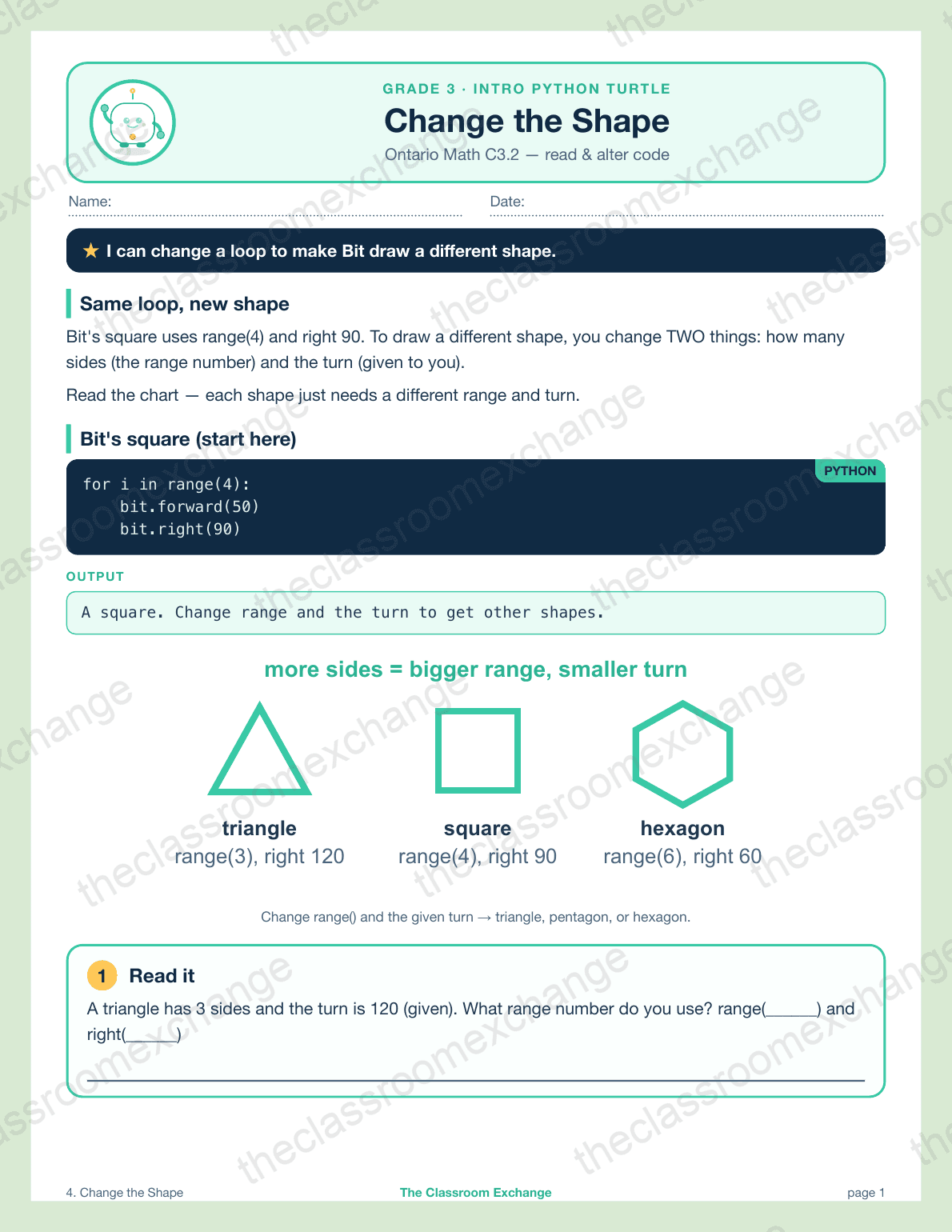 Grade 3 Coding: Change the Shape